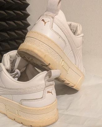 Puma Mayze Leather Bianche  Sneaker Platform Donna