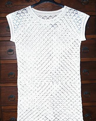 Maglia all'uncinetto A GIRO MANICA, fatta a mano