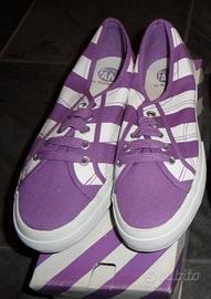 Scarpe estive cotone superga nuove n38 viola bianc