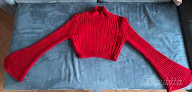 Maglione corto rosso ragazza taglia S