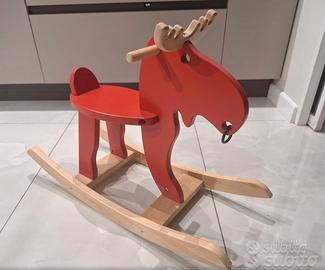 Dondolo Alce rosso/legno Ikea EKORRE