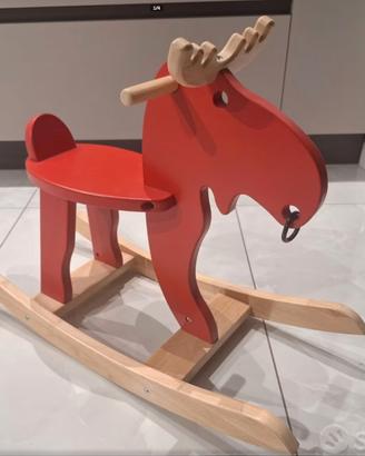 Dondolo Alce rosso/legno Ikea EKORRE