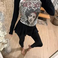 Y2k t shirt donna dennyrose 🖤 suéter elegante ele