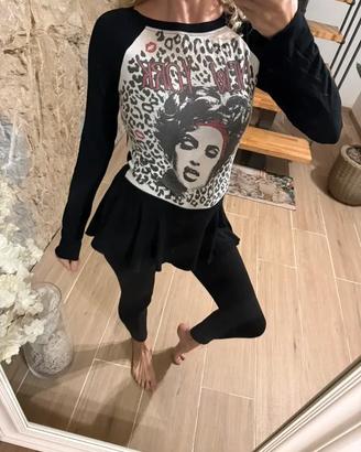 Y2k t shirt donna dennyrose 🖤 suéter elegante ele