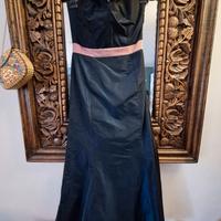 Abito lungo elegante e mantellina blu e rosa XS Do