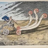 Litografia Giorgio De Chirico - La Biga Invincibil