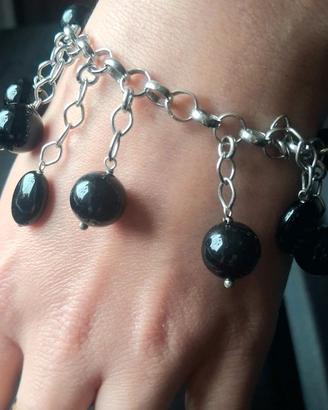 Bracciale in Argento 925 e Charms in Onice Nero