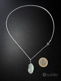 Collana Ciondolo Vetro di Mare, Argento 925