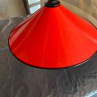 Lampada a sospensione smaltata rossa vintage