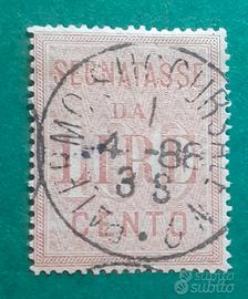 Regno 1884- Segnatasse 100 lire rosa carminio 