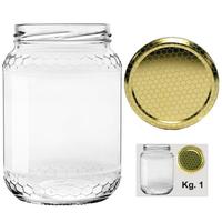 12 barattoli in vetro per miele 1 kg con coperchio