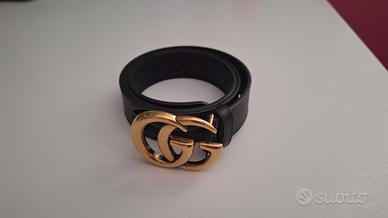 Cintura Gucci GG Marmont Double G nera 75/30