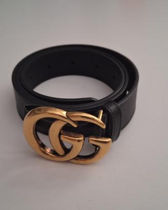 Cintura Gucci GG Marmont Double G nera 75/30
