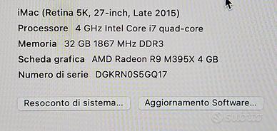 IMac 27 Retina 5K – i7 – 32GB  ram - SSD 500 GB