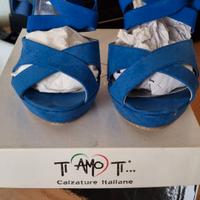 Scarpe aperte donna tacco 12 blu mis. 38