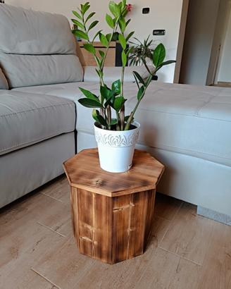 sgabello contenitore in legno ottagonale 