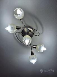 Plafoniera candelabro applique cinque luci a fiore
