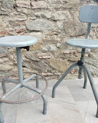 coppia sgabelli vintage anni 60 industriali ferro