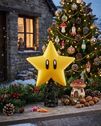 Puntale stella di natale super mario bros star