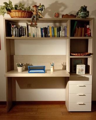 Scrivania e libreria legno