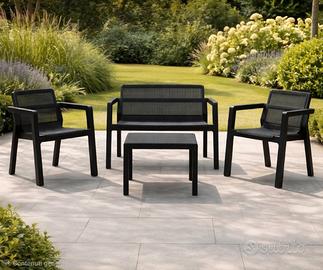 Set Relax Giardino Rattan in Resina Bianco o Nero 