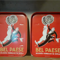 Due vassoi vintage pubblicità formaggio bel paese