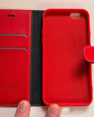COVER PORTAFOGLIO IPHONE 6 6S PELLE ROSSA