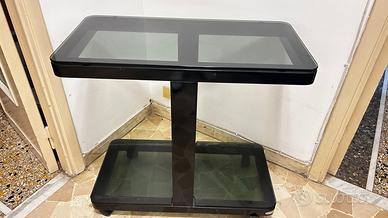 carrello tavolino nero ruote vetri