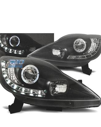 FARI PER PEUGEOT 107 05-12 LUCE DIURNA FONDO NERO