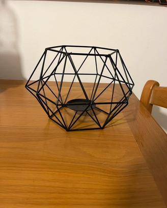 Portacandele geometrico in metallo nero
