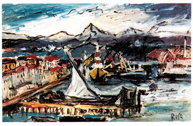 Pietro Rosa "Marina del Canaletto con cantieri"