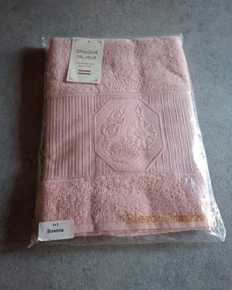 Set 2 pezzi asciugamani rosa Piero Colombo Boemia 