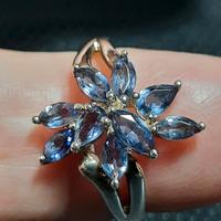 Anello 925 a grappolo pietre  tanzanite naturali