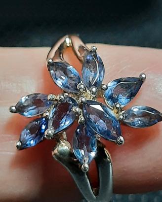 Anello 925 a grappolo pietre  tanzanite naturali