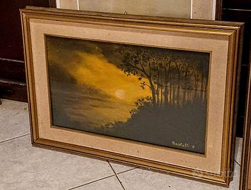 Dipinto su Tela Paesaggio Fluviale cm 63 x 44 