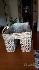 Portariviste/FIORIERA + BAULE RATTAN grigi