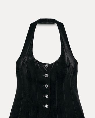 Gilet velluto con bottoni a gioiello