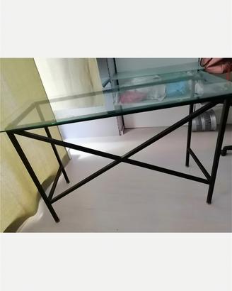Tavolo vetro e ferro battuto 