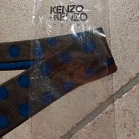 cravatta seta Kenzo pois blu e senape nuova