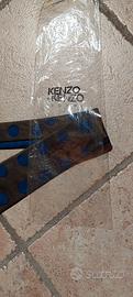 cravatta seta Kenzo pois blu e senape nuova