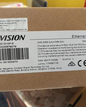 HIKVISION Switch POE+ DS-3E1310P-E a 12 porte