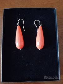 Orecchini argento pendenti con corallo