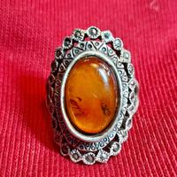 Anello argento ambra 