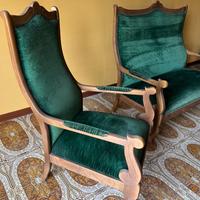 Salottino anni ‘60 in legno di noce e velluto