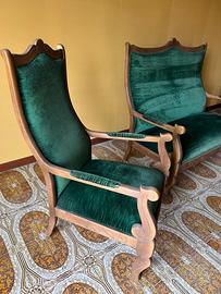 Salottino anni ‘60 in legno di noce e velluto