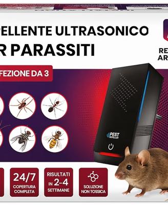 3 PZ Repellente ultrasonico per parassiti da int. 