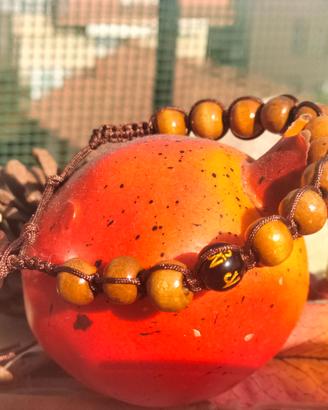 Bracciale shamballa in legno e agata matra