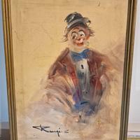 Quadro Sergio Raugi olio su tela pagliaccio