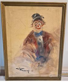 Quadro Sergio Raugi olio su tela pagliaccio
