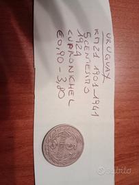 Moneta da 5 centesimi di Uruguay, coniata nel 1924